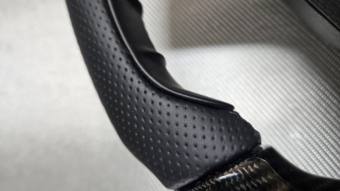 TMG-SV Carbon Fibre & Leather Flat-Bottom Steering Wheel
