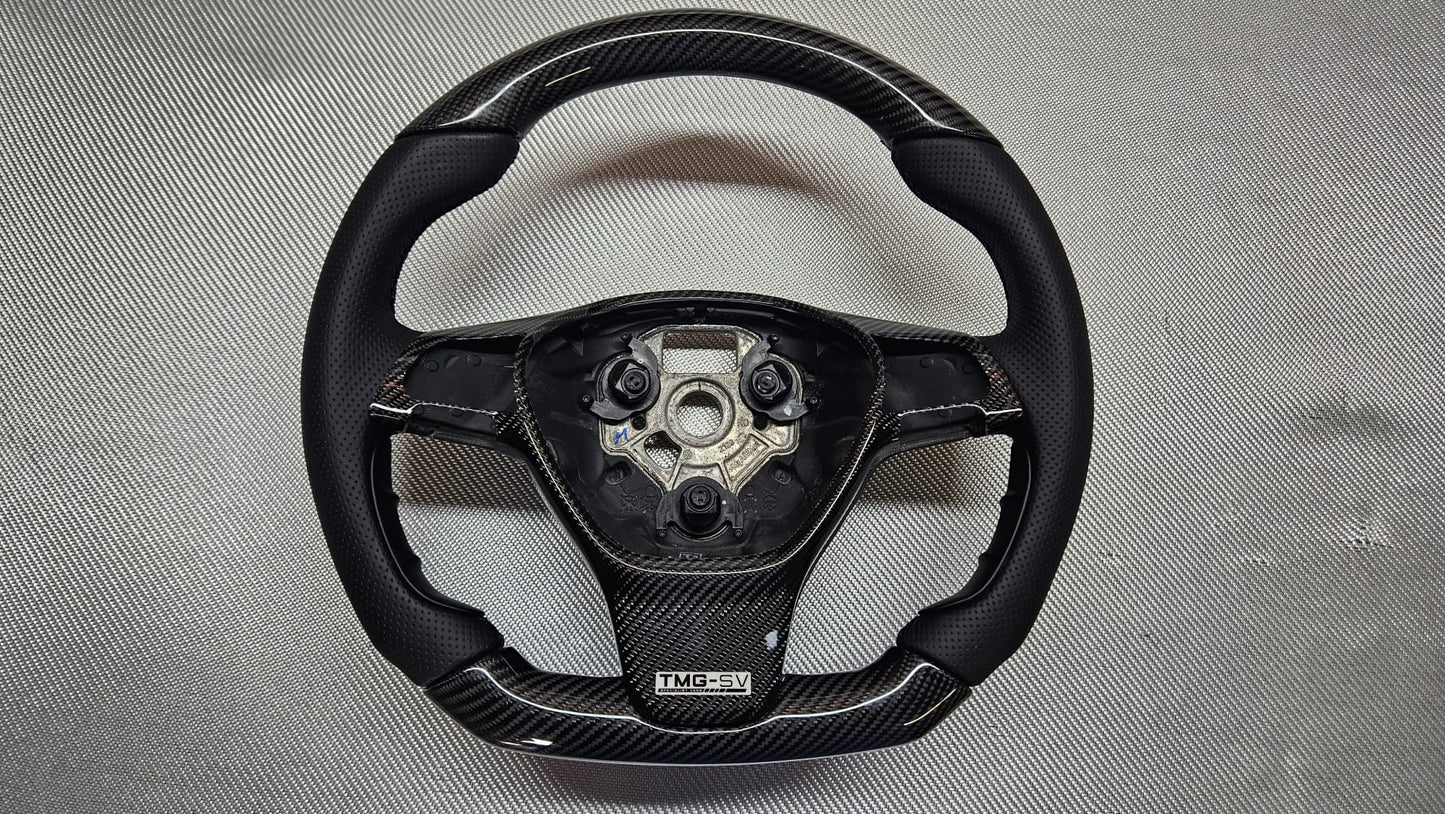 TMG-SV Carbon Fibre & Leather Flat-Bottom Steering Wheel