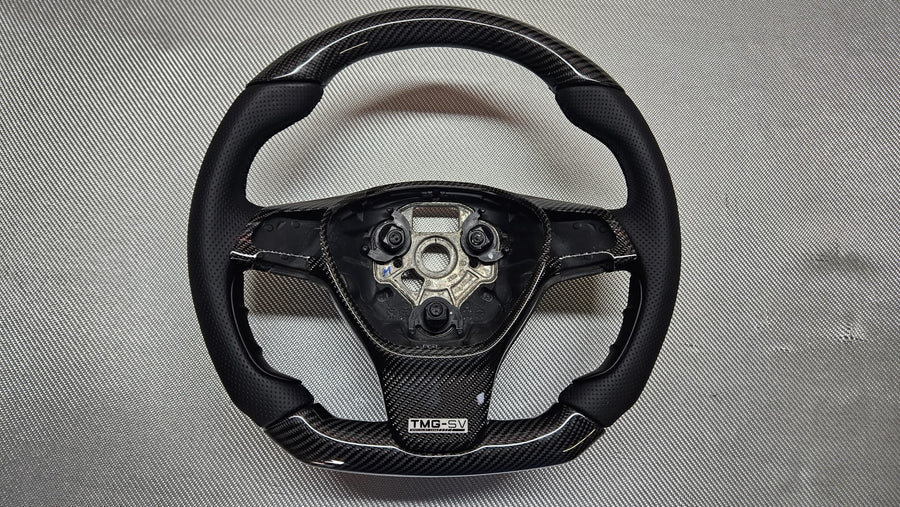 TMG-SV Carbon Fibre & Leather Flat-Bottom Steering Wheel