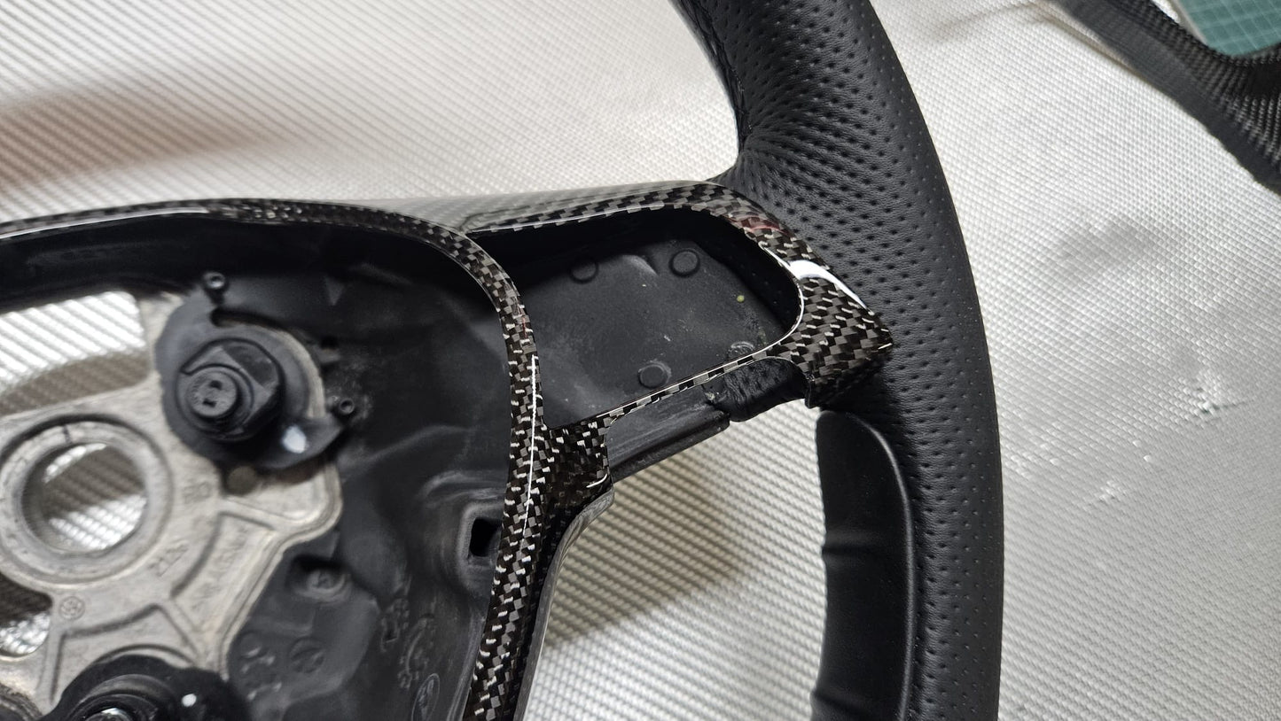 TMG-SV Carbon Fibre & Leather Flat-Bottom Steering Wheel